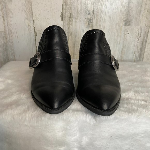 Seychelles Women's Size 7.5 Western Moto Mules Pointed Toe Slip On Heels Shoes - Picture 2 of 11